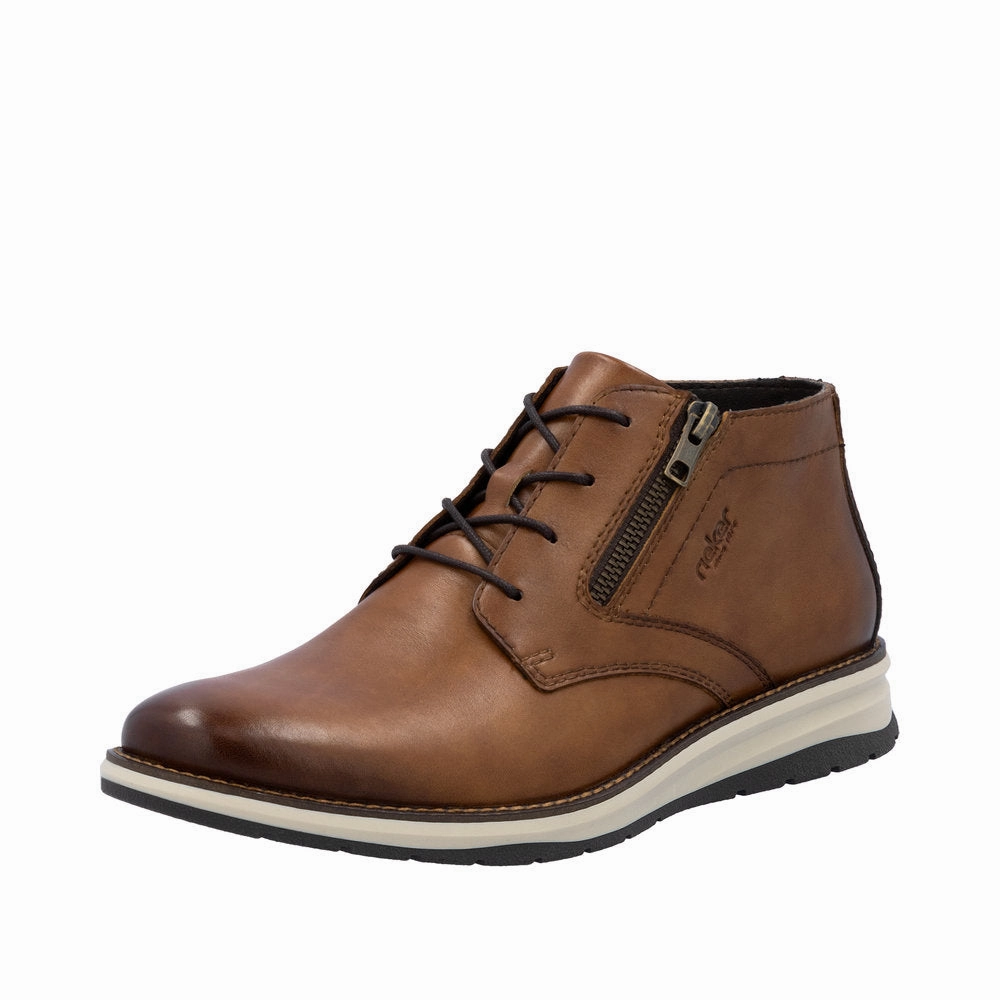 Rieker 14705-24 Mens Brown Leather Zip & Lace Chukka Boots Muck Boots Wetland