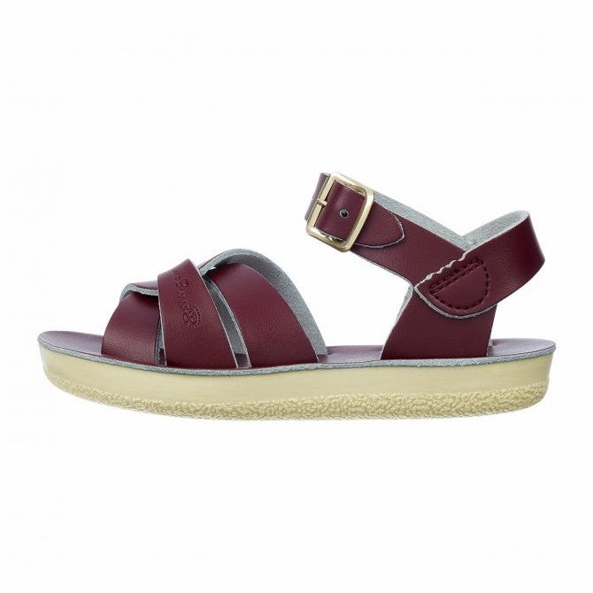 Salt-Water Swimmer Childrens Claret Leather Sandals Low Drop Running Shoes