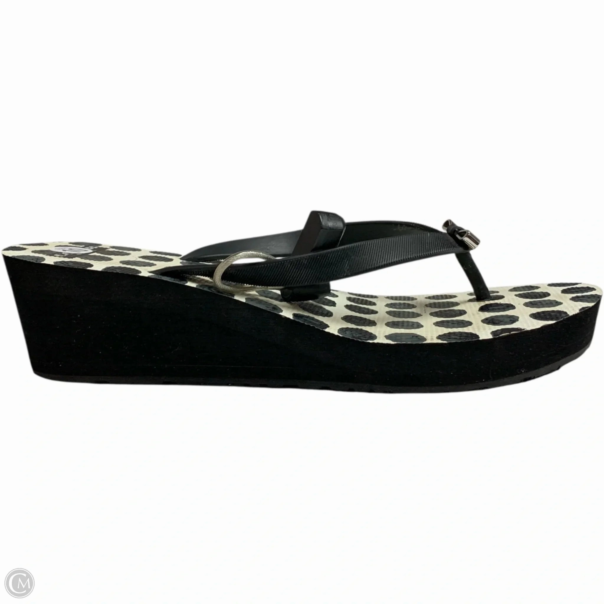 Donut Flip Flops Sandals Designer By Coach In Black & White, Size: 10