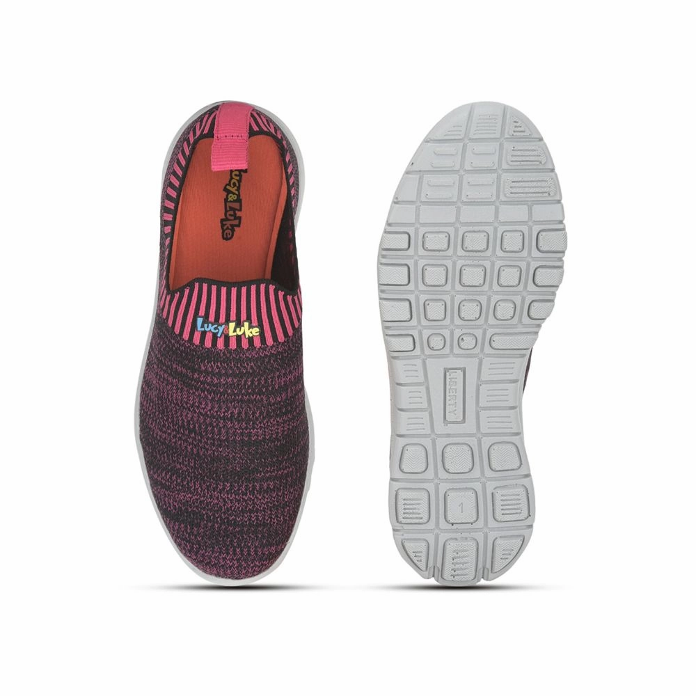 Walking Hiking Lucy & Luke (Black) Sports Non Lacing Walking Shoes For Kids 2123-22 By Liberty