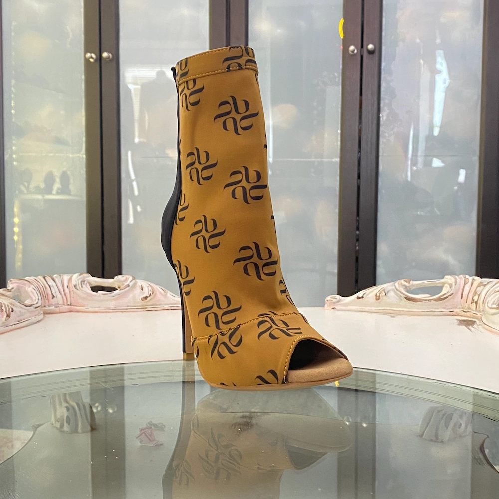 Flat Leather Ankle Boots Shabina Logo - Stretch Lycra Sock Dance Booties (Street Sole)