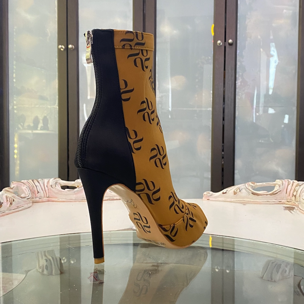 Shabina Logo - Stretch Lycra Sock Dance Booties (Street Sole) Gold Western Ankle Boots