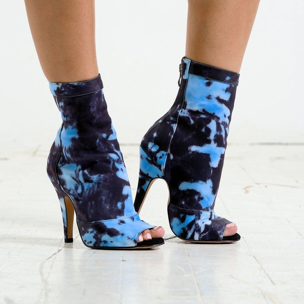 Shabina Tie Dye - Stretch Lycra Sock Dance Booties (Street Sole) Outfits With Ankle Boots And Jeans