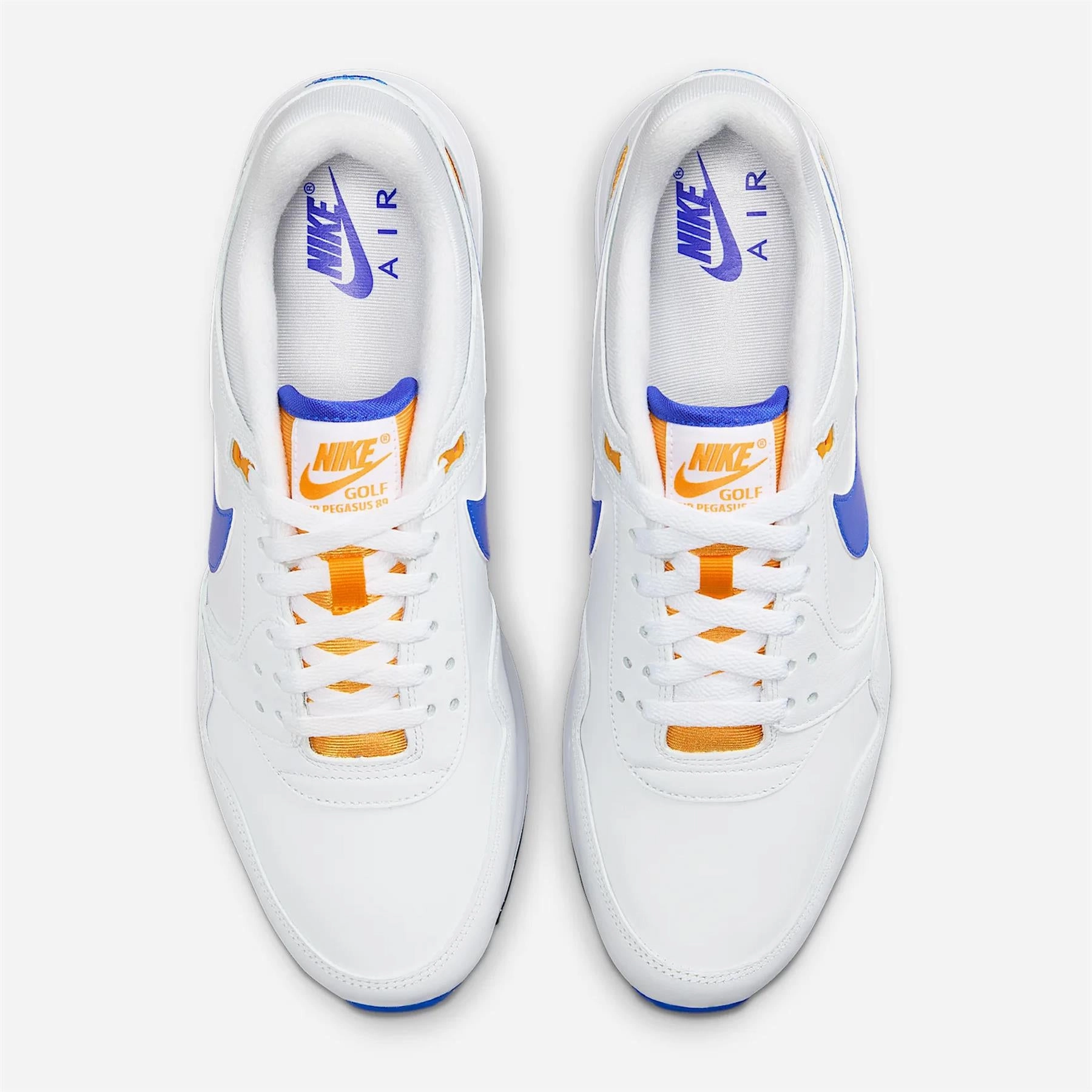 Nike Basketball Shoes Ankle Support Air Pegasus '89 Golf Shoes White/Racer Blue/Orange Peel/Black