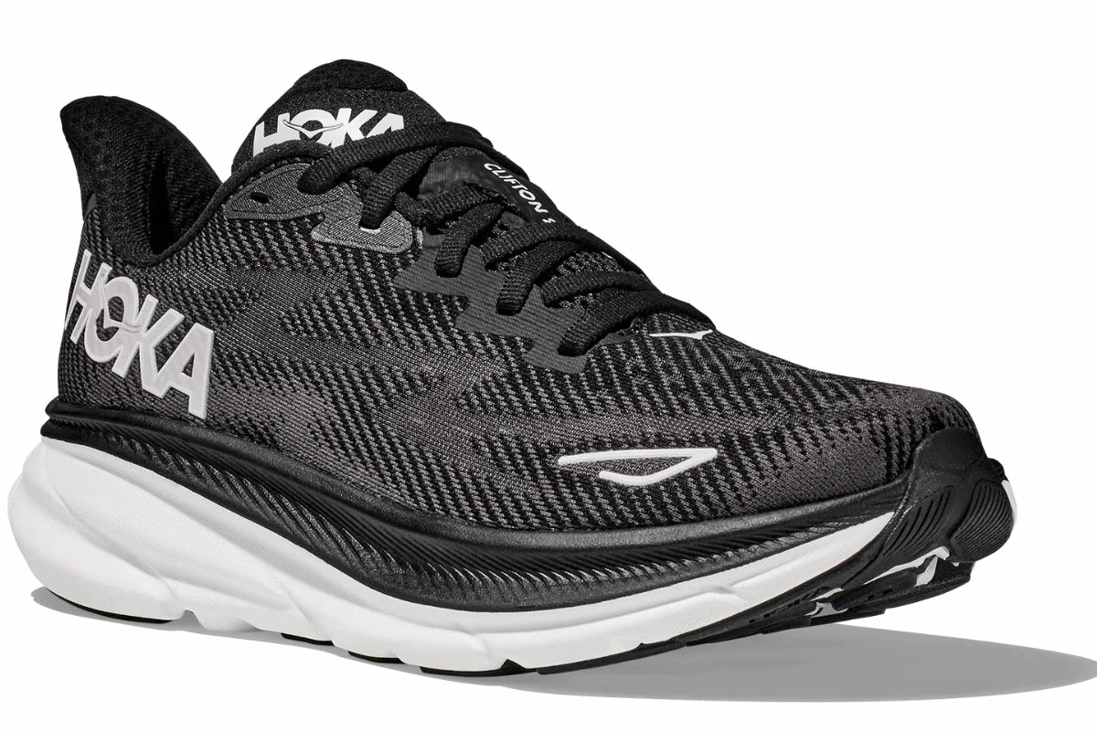 Shoes For Baby Learning To Walk Hoka Mens Clifton 9 Wide - Black/White (1132210-BWHT)
