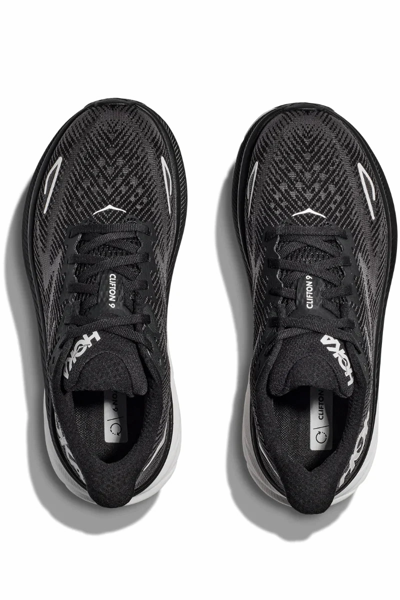Walking Dress Shoes Hoka Mens Clifton 9 Wide - Black/White (1132210-BWHT)