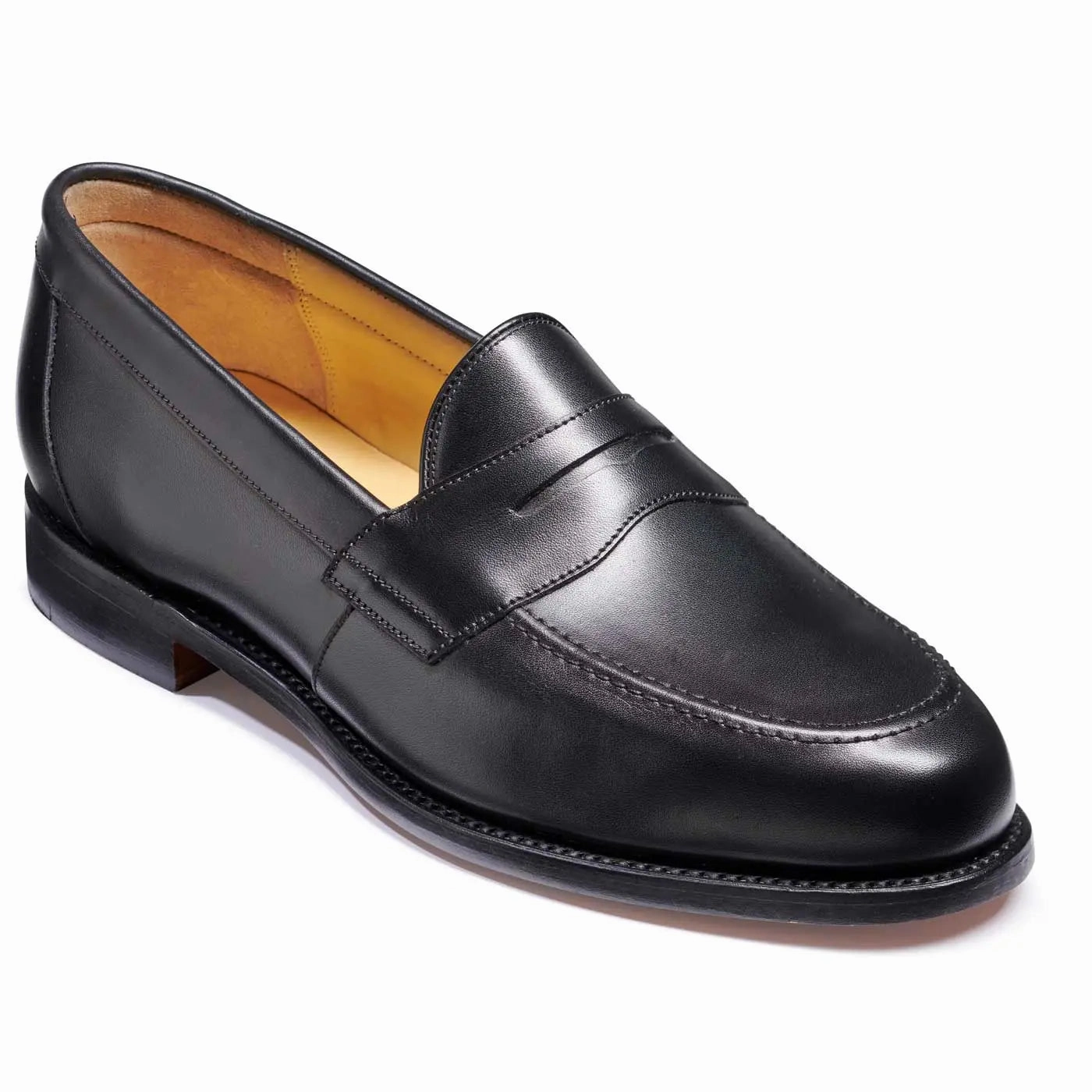 Orthofeet Oxfords BARKER Portsmouth Shoes - Mens Penny loafer - Black Calf