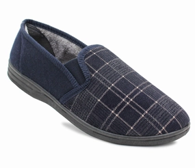 Mens Slip On Navy Check Faux Fur Lined Warm Winter Slippers Nordstrom Rack Slippers