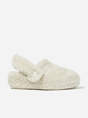 Crocs Kids Classic Cozzzy Slipper in Ivory Desinger Slides