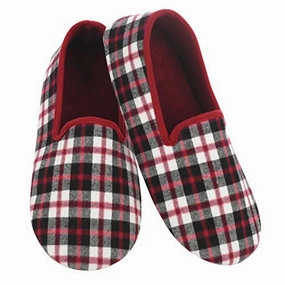 Mens Light Weight Plaid Slippers Red Emoji Slides