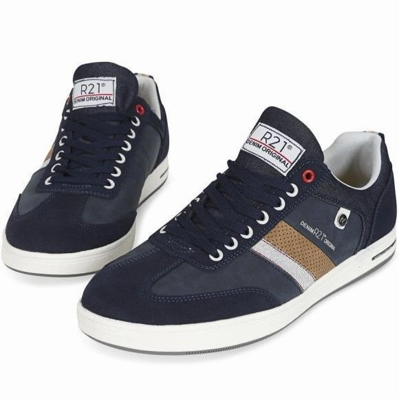 Brown Leather Oxfords Route 21 Mens 7 Eye Casual Shoe M423NC Navy