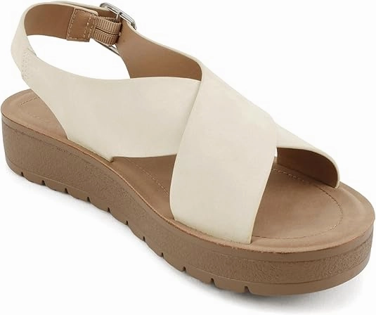 Soda Postman ~ Women Round Toe Crisscross Band Slingback Platform Slide Sandals Terry Flip Flops