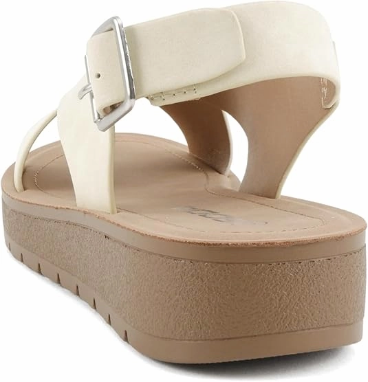 Soda Postman ~ Women Round Toe Crisscross Band Slingback Platform Slide Sandals Flip Flops With Glitter Straps