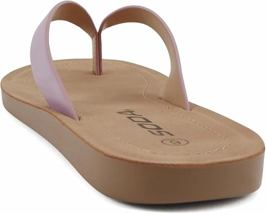 Soda Shoes Women Flip Flops Basic Plain Slippers Thongs Sandals Strap Casual Beach Ella-S Flip Flop Orthopedic