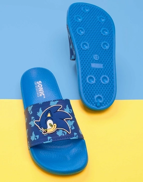 Sonic The Hedgehog Kid's Blue Sliders Wooden Slippers