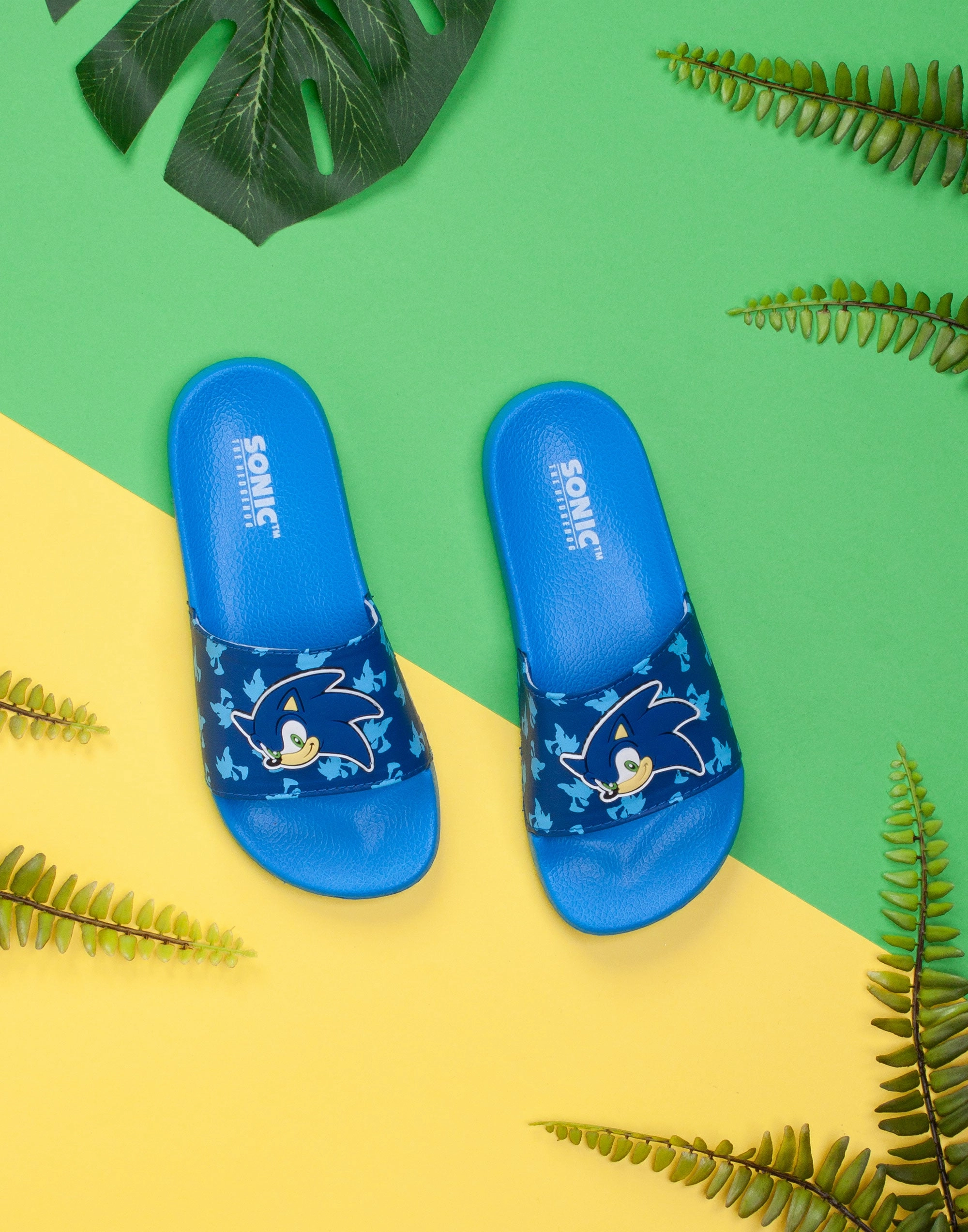 Hoodback Heather Knit Slippers Sonic The Hedgehog Kid's Blue Sliders