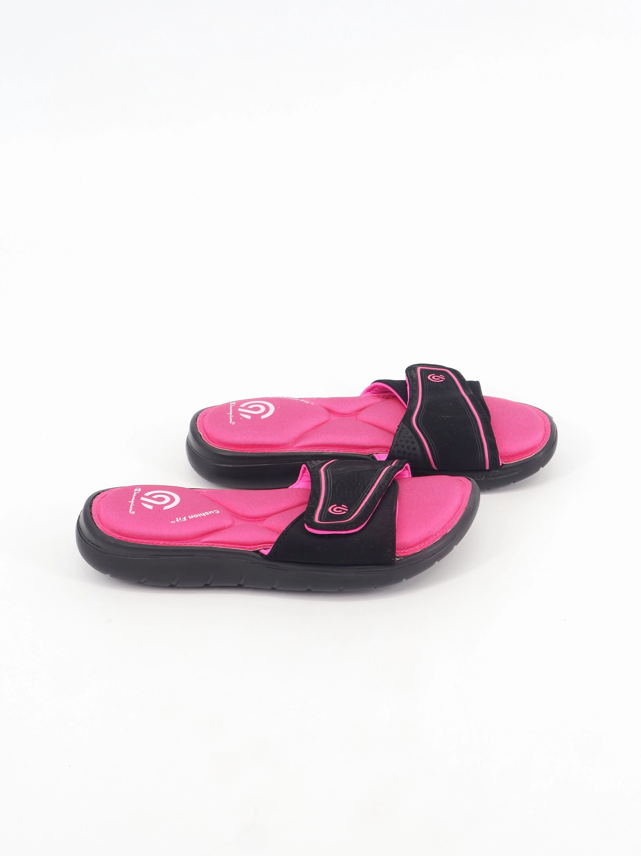 Kids Girl's Brand Logo Printed Slippers,Black/Pink Rhythmic Gymnastics Slippers