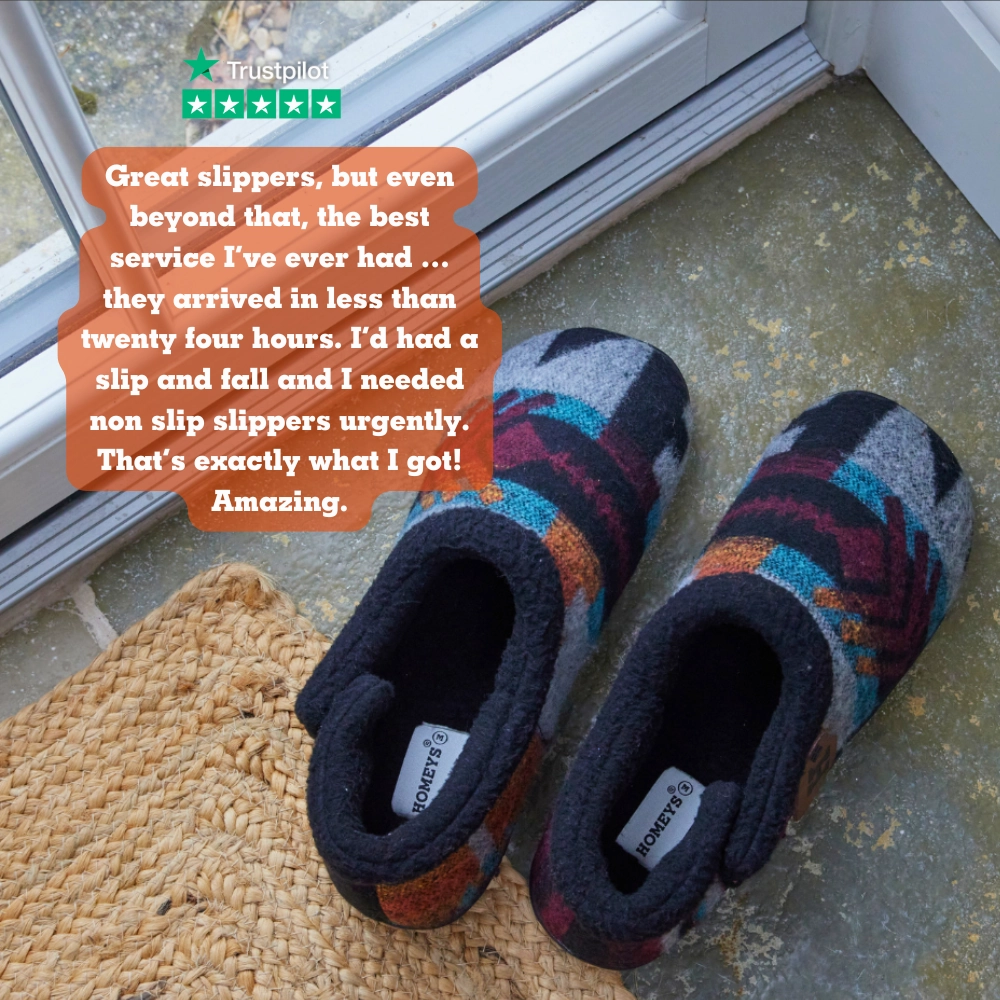 Ethan - Aztec Wine/Grey Pattern Men's Slippers Walking Slippers