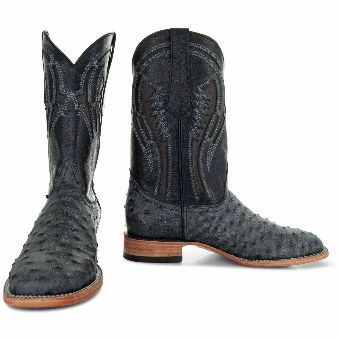 Soto Boots Mens Out of the Wild Black Ostrich Print Boots H50031 Boots For Short