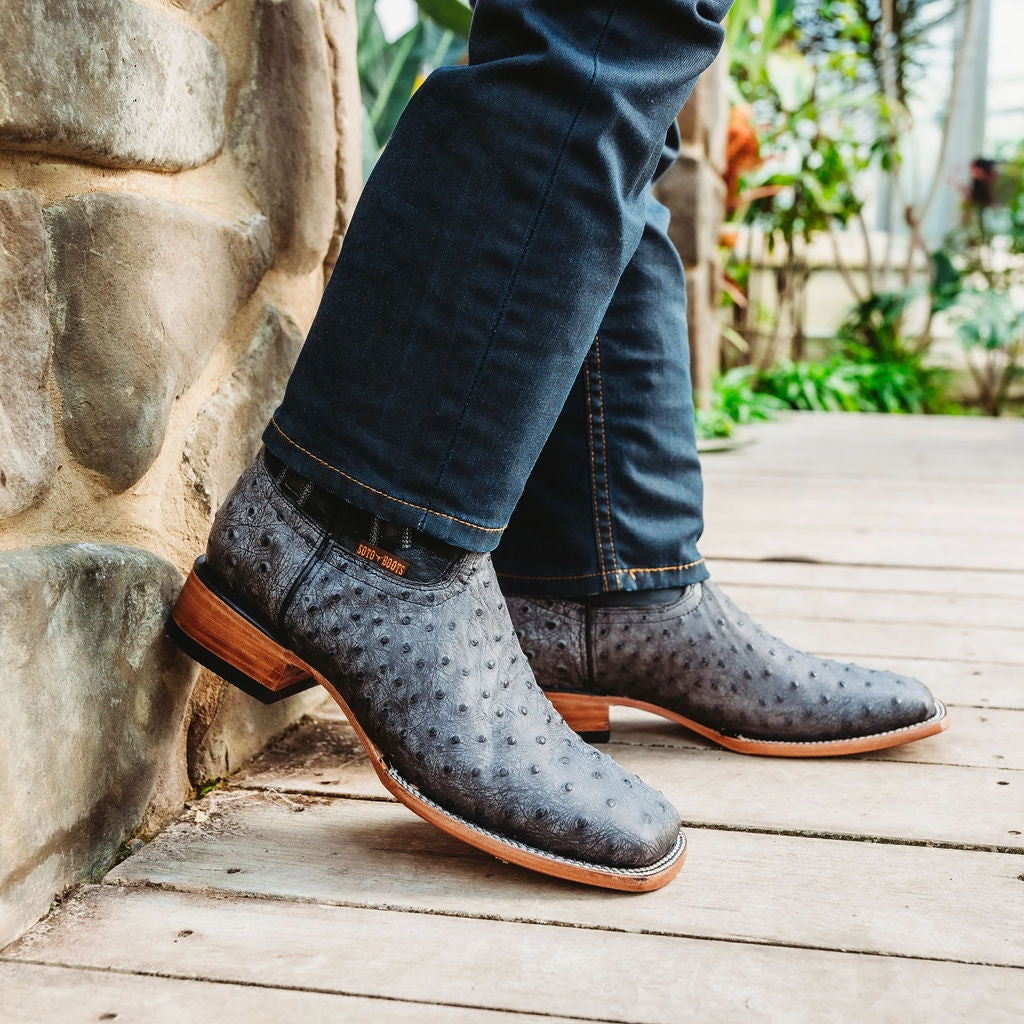 Soto Boots Mens Out of the Wild Black Ostrich Print Boots H50031 Boots Jodhpurs