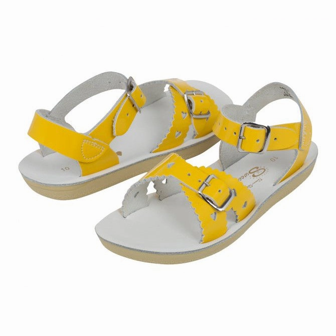 Salt-Water Sweetheart Childrens Shiny Yellow Leather Sandals Best Running Shoes Stability