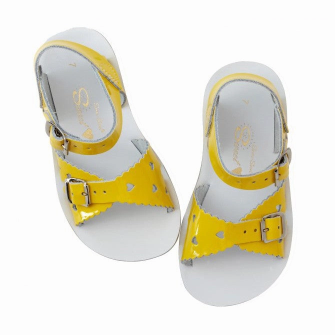 Salt-Water Sweetheart Childrens Shiny Yellow Leather Sandals Running Shoes 10.5