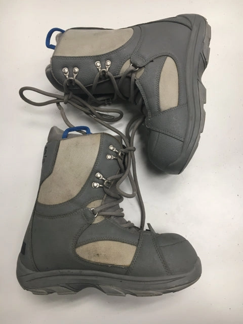 Used Burton Progression Grey Kids Size 5 Snowboard Boots Ww2 Army Boots