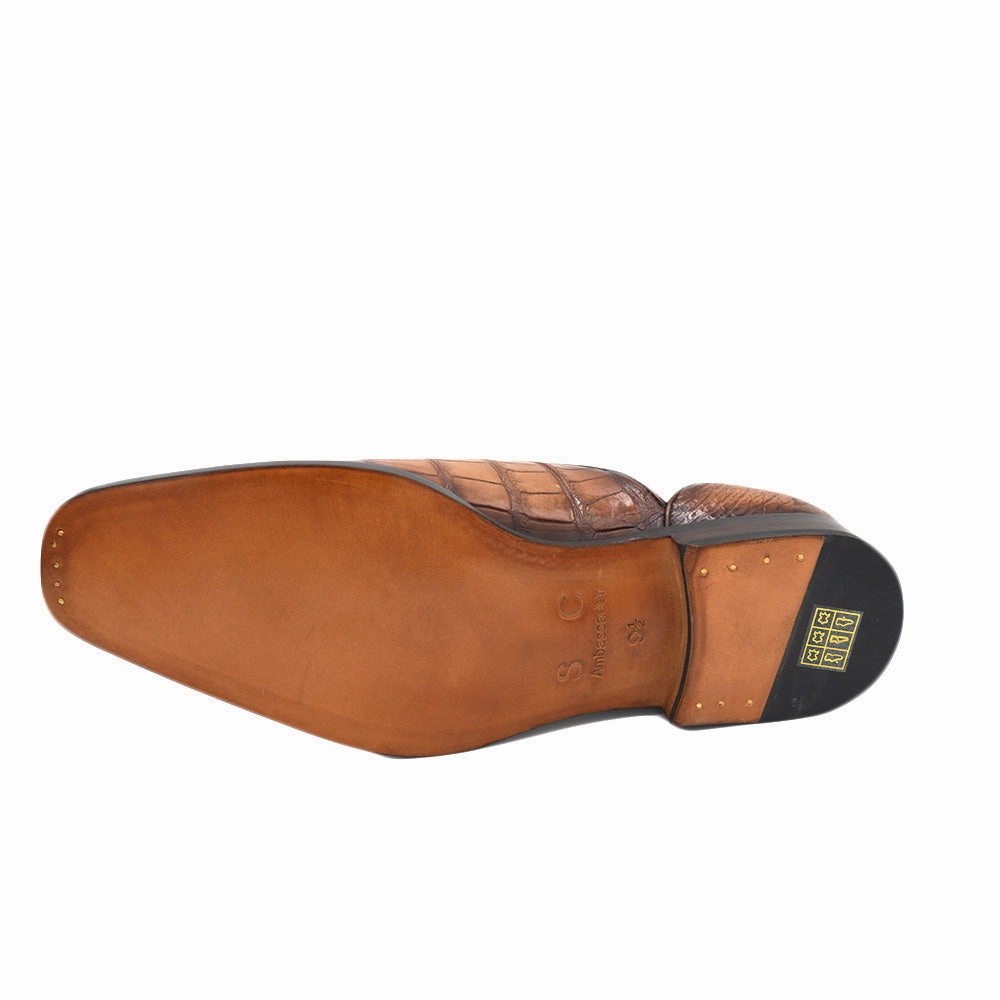 Oxford Toe Shoes Sheriff Collection 22106 Walnut Alligator Ambassador Loafer