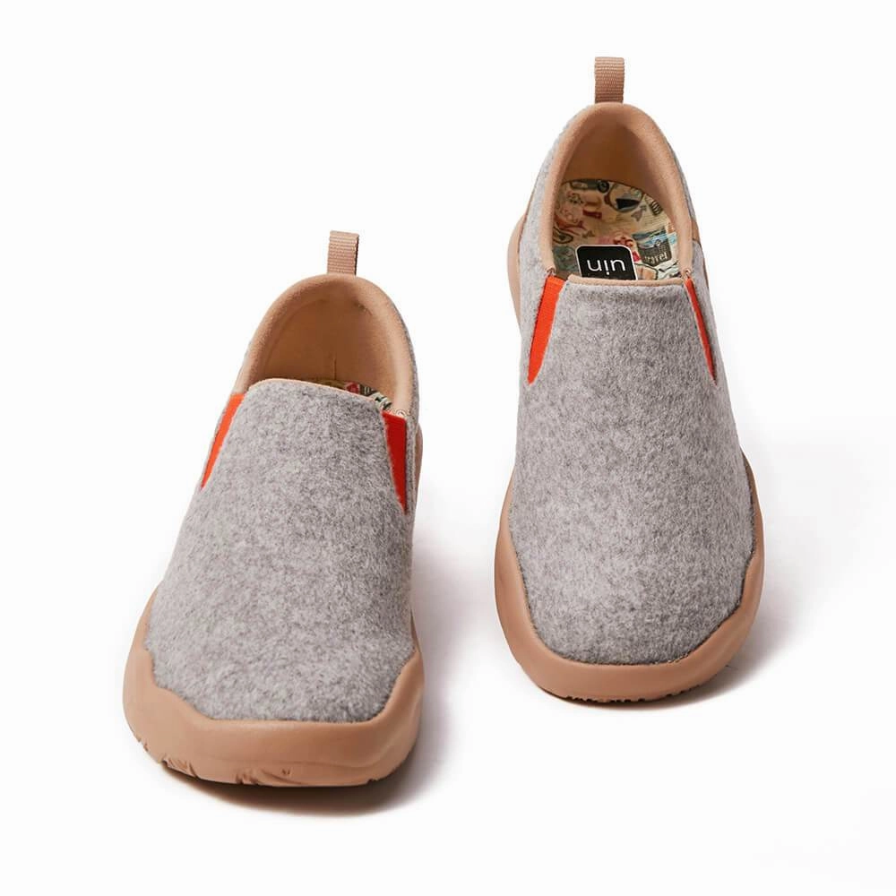 Cuenca Light Grey Wool Men Walking Shoes With Stability