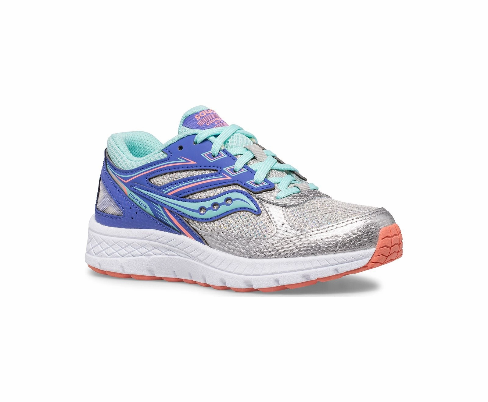 Cohesion 14 Lace Sneaker Silver/Periwinkle/Turquoise (13c-5y) Best Shoes For Supination Walking