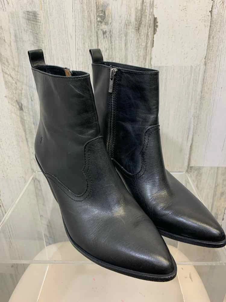 Flat Ankle Boots With Zip PRE-OWNED FRYE SHOES Shoe Size 8.5 Black Leather ANKLE BOOT Shoes