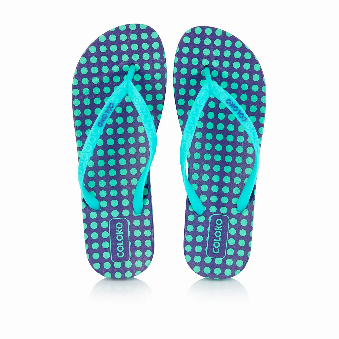 Coloko Laelia Blue & Purple Spot Ergonomic Footbed Flip Flops Old Navy Square Toe Flip Flops