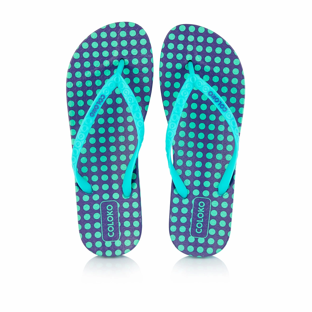 Best Flip Flops Posterior Tibial Tendonitis Coloko Laelia Blue & Purple Spot Ergonomic Footbed Flip Flops
