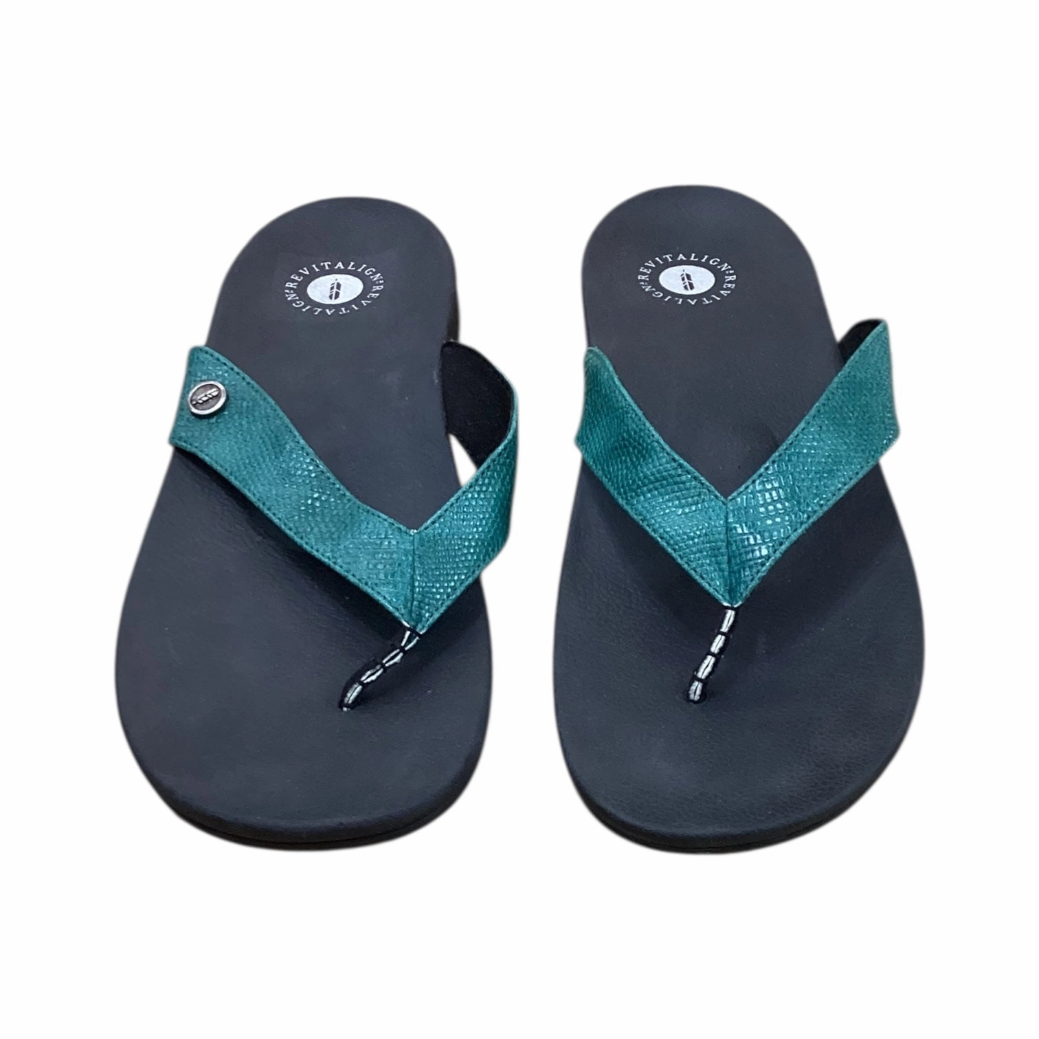 Sandals Flip Flops By Clothes Mentor In Green, Size:10 Palm Tree Flip Flops