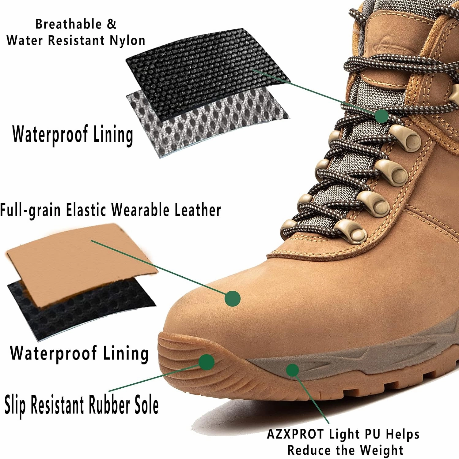 Asics Futuristic Shoes 'AZXPROT Waterproof Hiking Boots for Men, 6'' Comfortable Soft Toe Shoes Mid Non Slip Hiking Shoes Outdoor Travel Shoes Leather Hiking Backpack Boots'