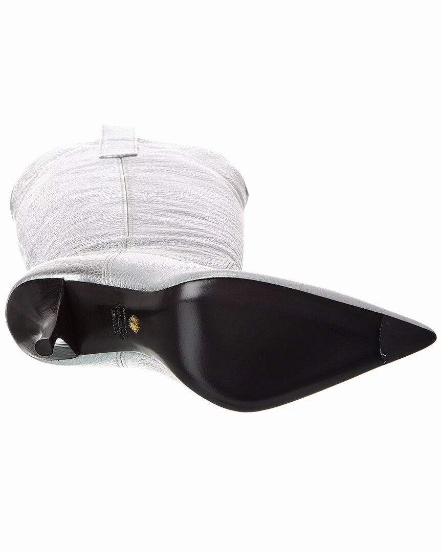 Leather Knee High Biker Boots Stuart Weitzman Outwest 100 Leather Knee-High Boot