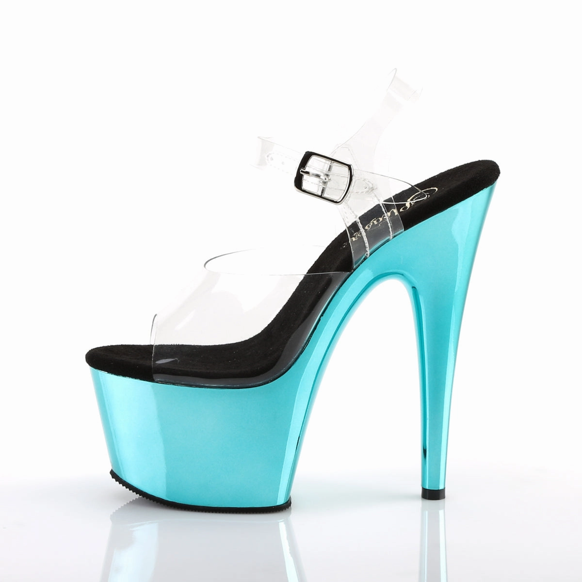 7 Inch Heel ADORE-708 Clear Turquoise Chrome Green Platform Ankle Boots