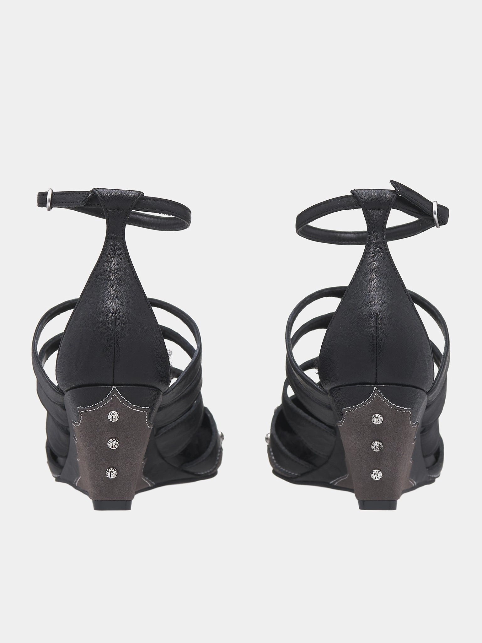 Rivet Ankle Strap Heels (SH01O-ONYX) Faux Leather Brown Ankle Boots