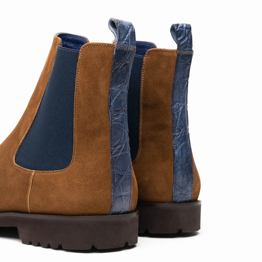 Low Heel Chelsea Boots 46-210-CGN GIANNA Suede Chelsea Boot, Cognac