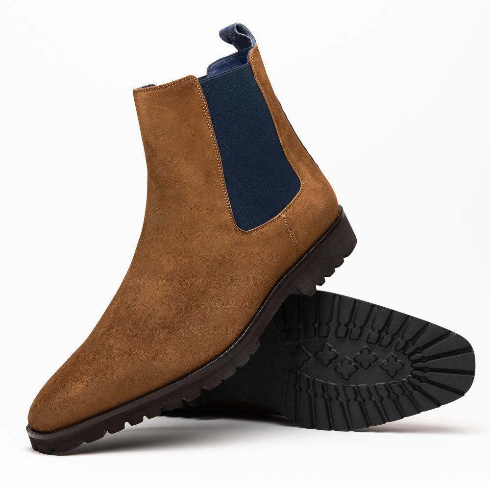 Waterproof Nubuck Chelsea Boots 46-210-CGN GIANNA Suede Chelsea Boot, Cognac