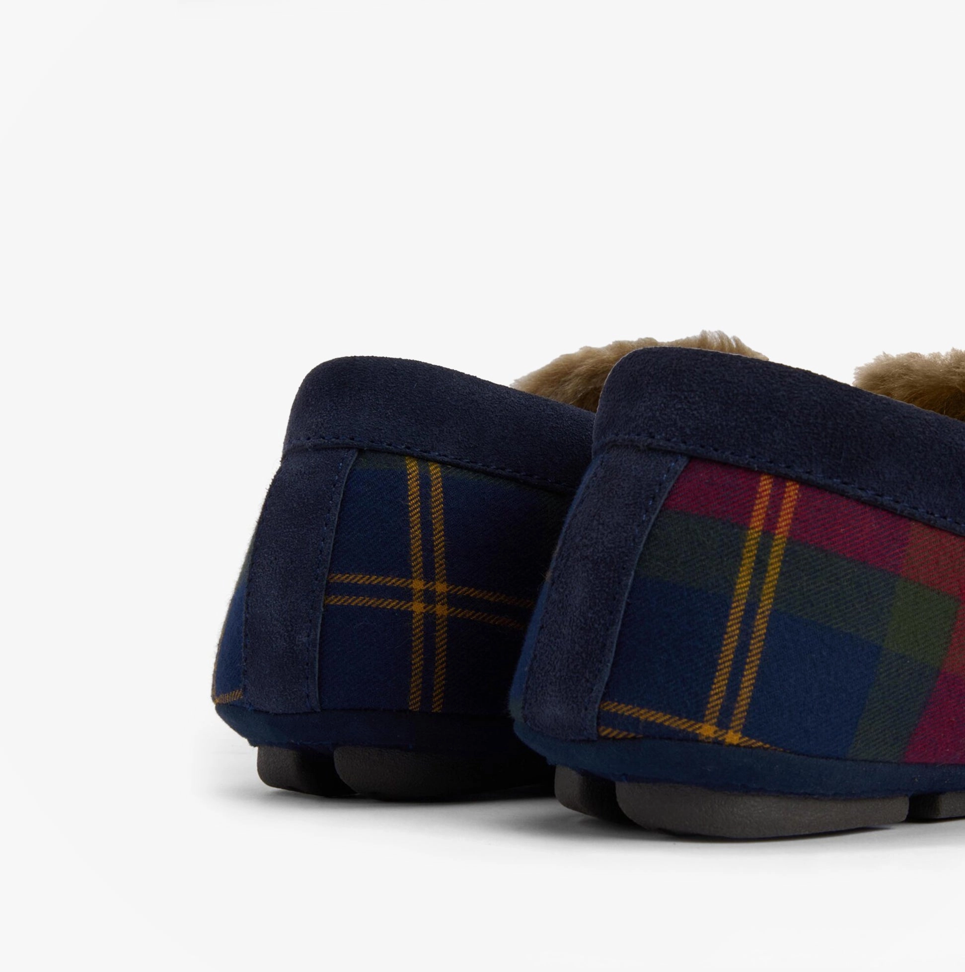 Barbour MONTY Mens Moccasin Slippers Winterberry Tartan Exped Camp Slippers