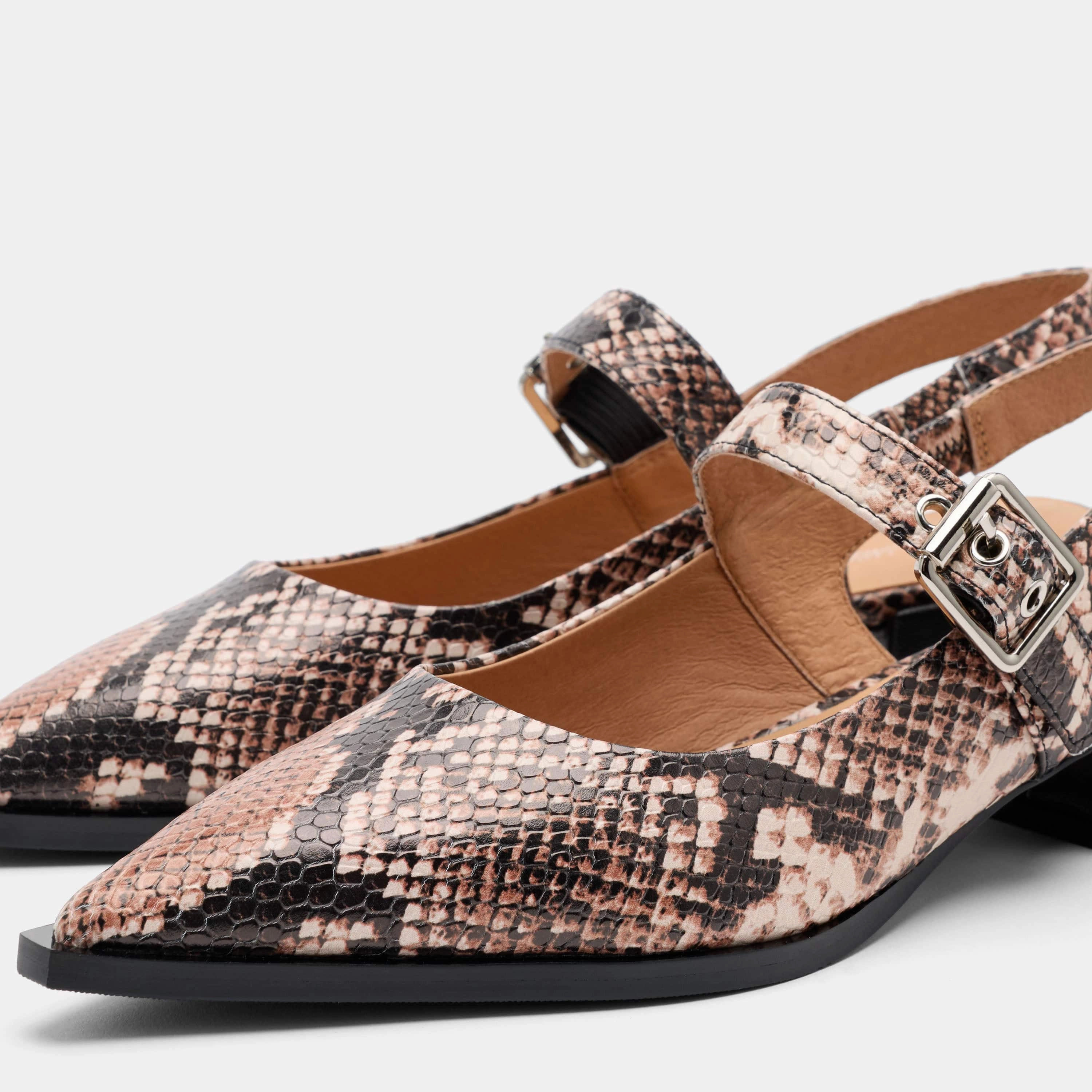 Plt Chelsea Boots Chelsea Brown Snake Leather Slingback Block Heels