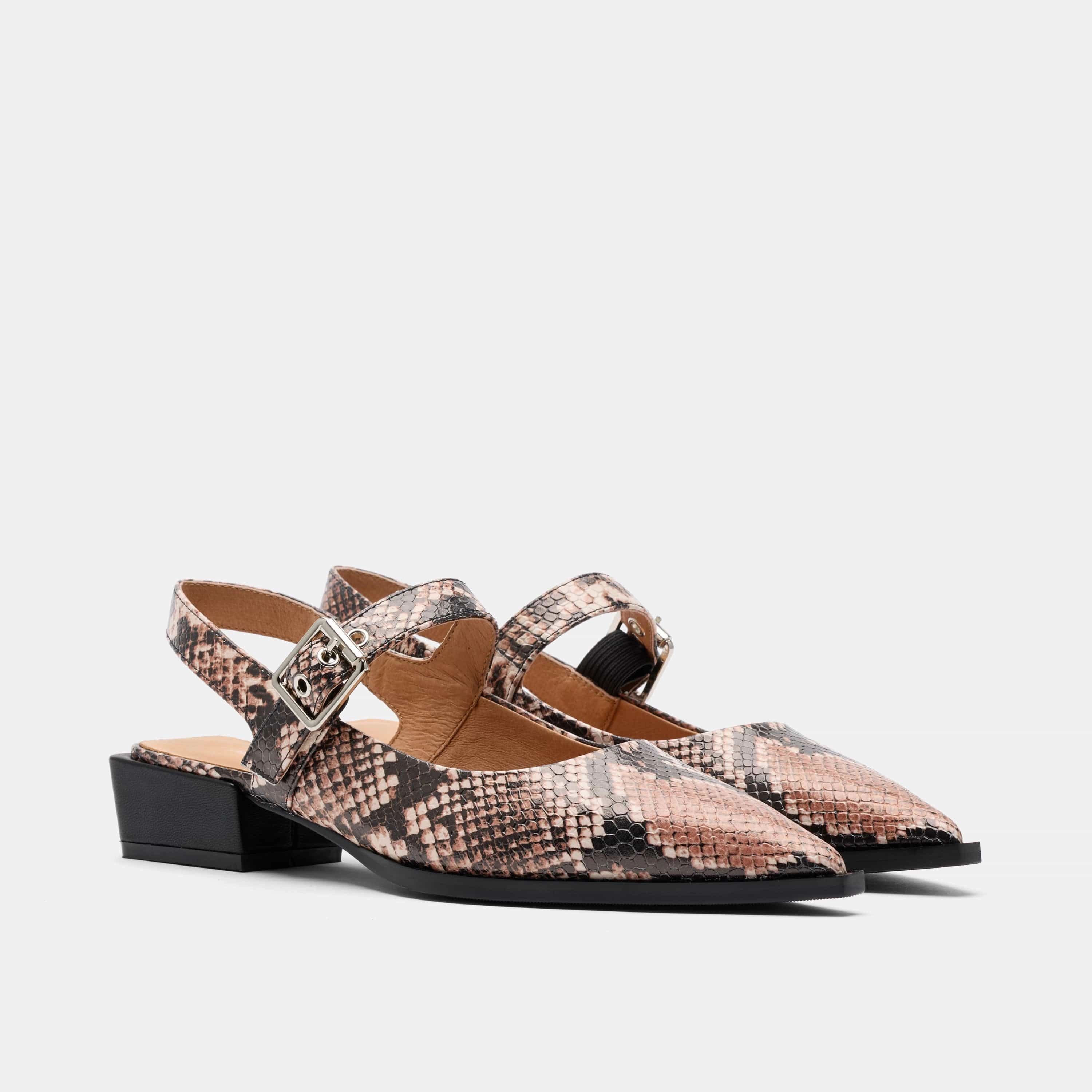 Chelsea Brown Snake Leather Slingback Block Heels Chelsea Boots With Wide Feet