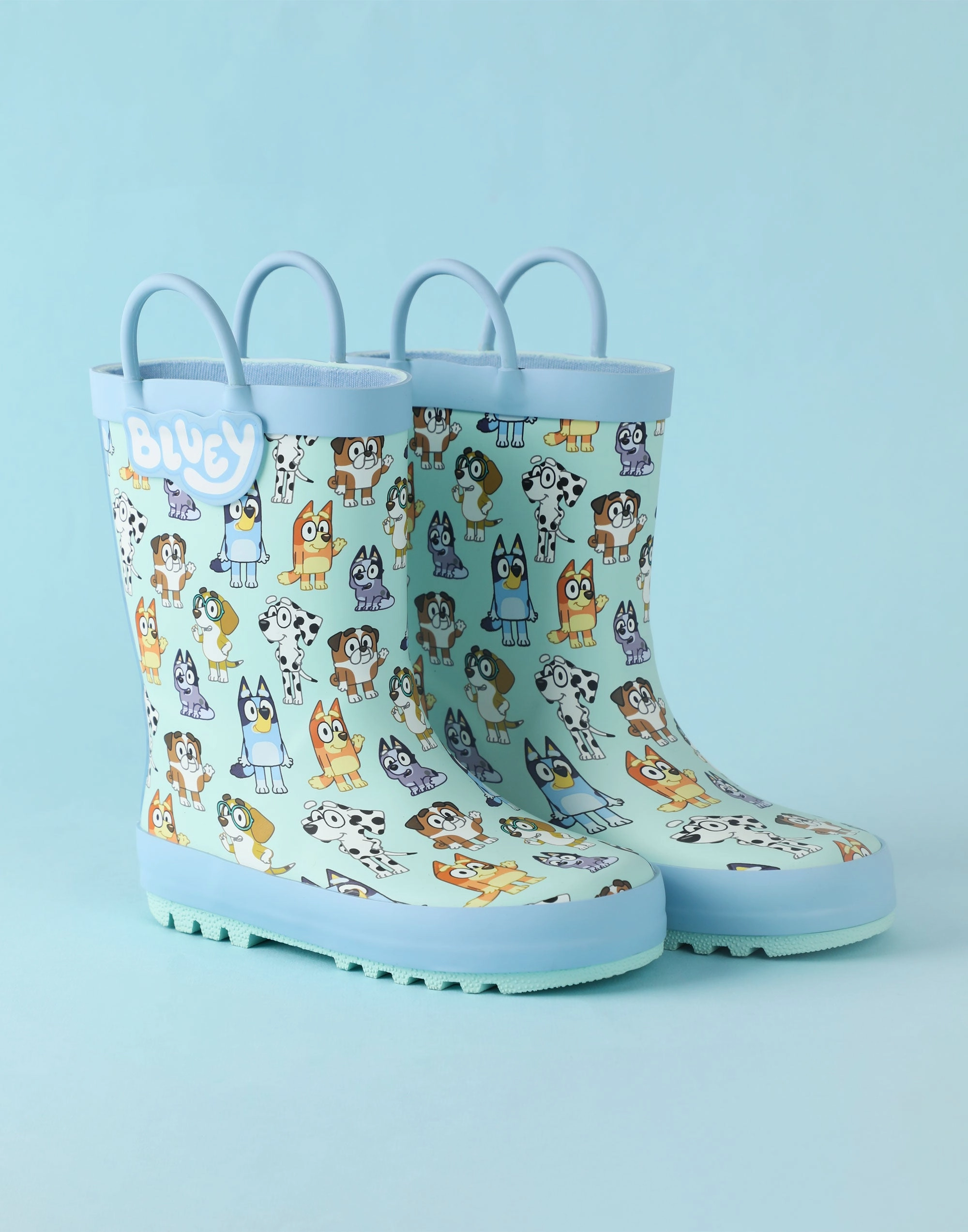 Bluey Unisex Kids Blue Wellington Boots with Handles Boots Over The Knees