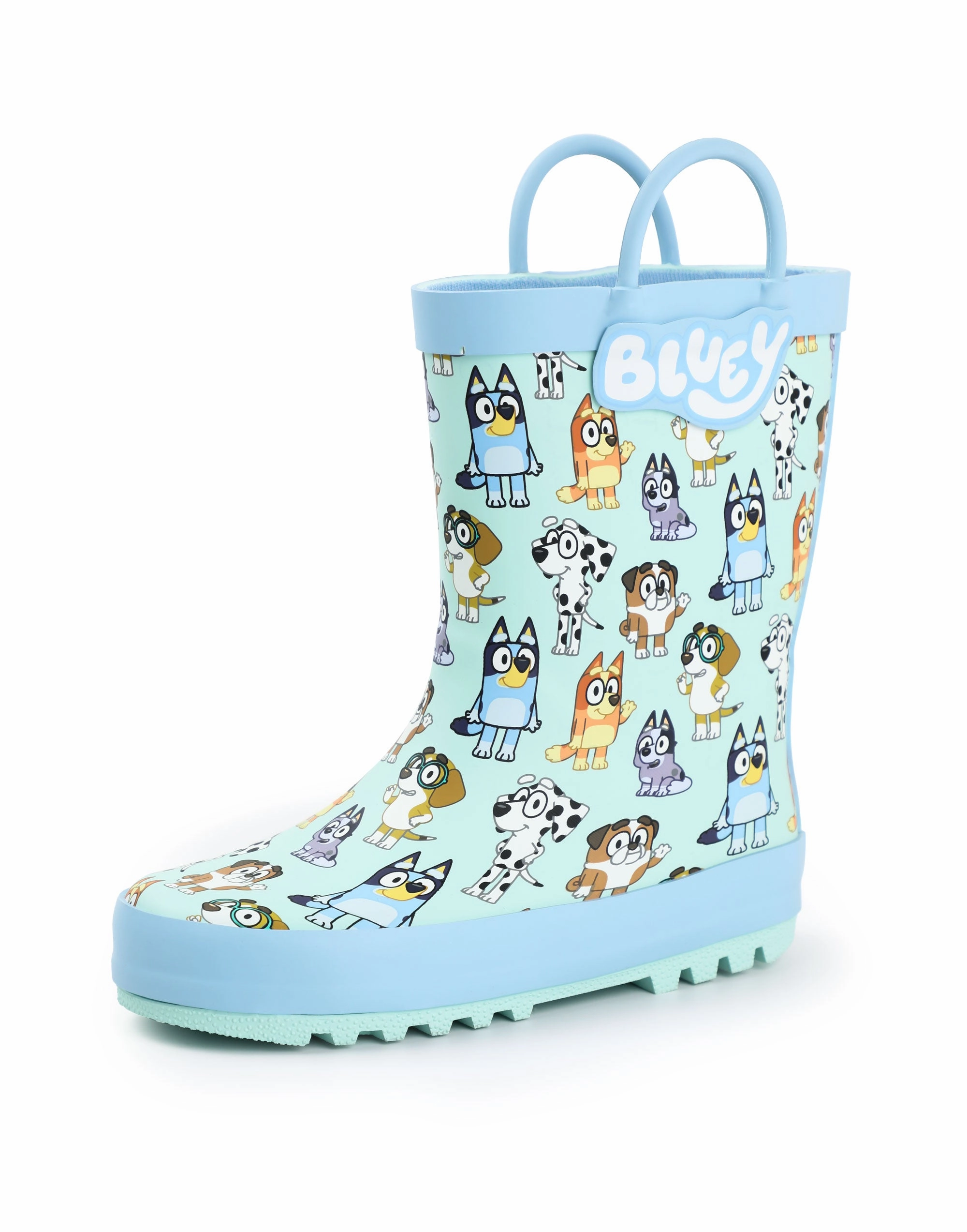 Wide Calf Platform Boots Bluey Unisex Kids Blue Wellington Boots with Handles