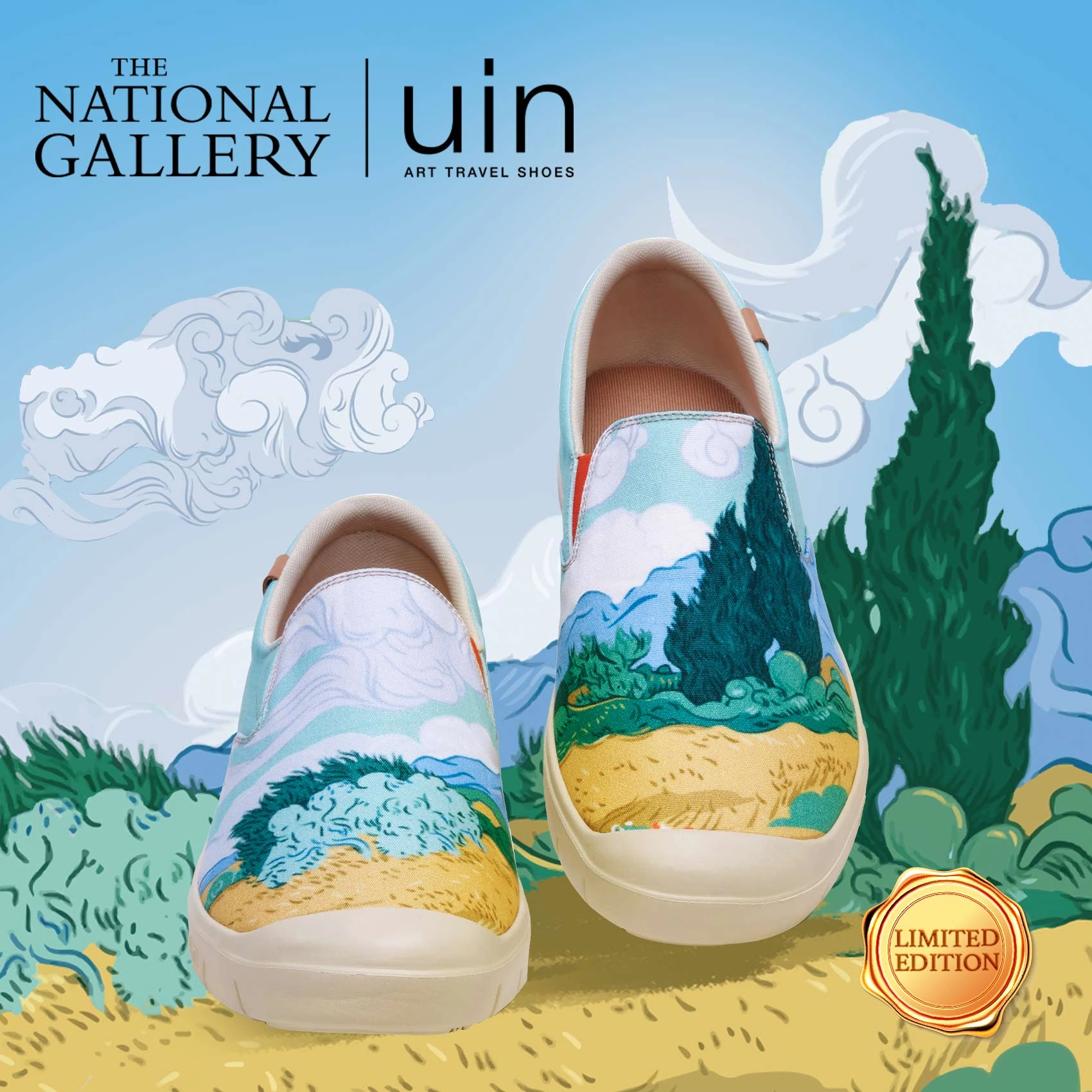 All Brown Skate Van Gogh Wheatfield with Cypresses Cadiz Men