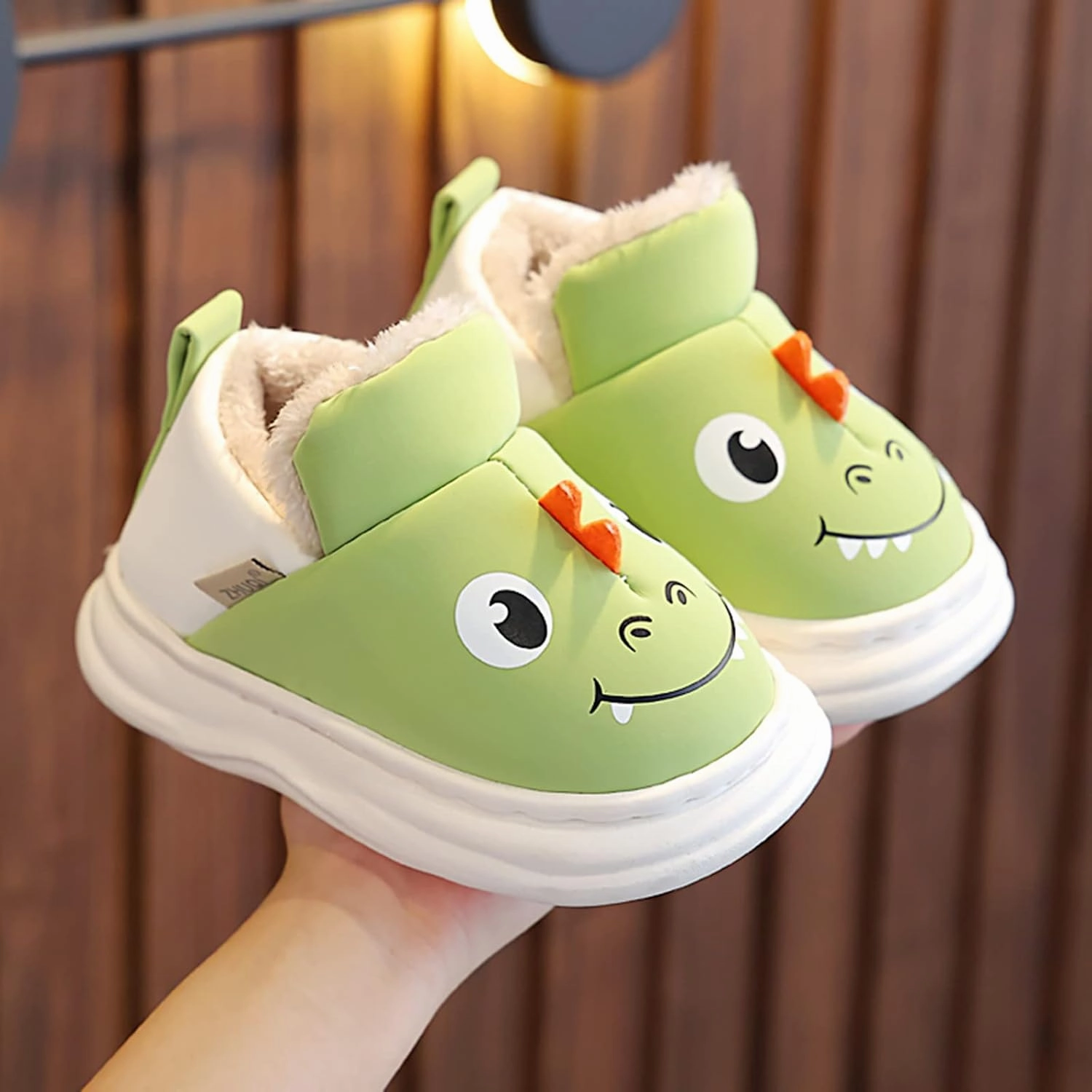 Best Asics Shoes Walking Children Cotton Slippers Boys Smlie Dinosaur Bag with Cotton Shoes Household Hair Shoes Baby Middle Boys Boot Slippers