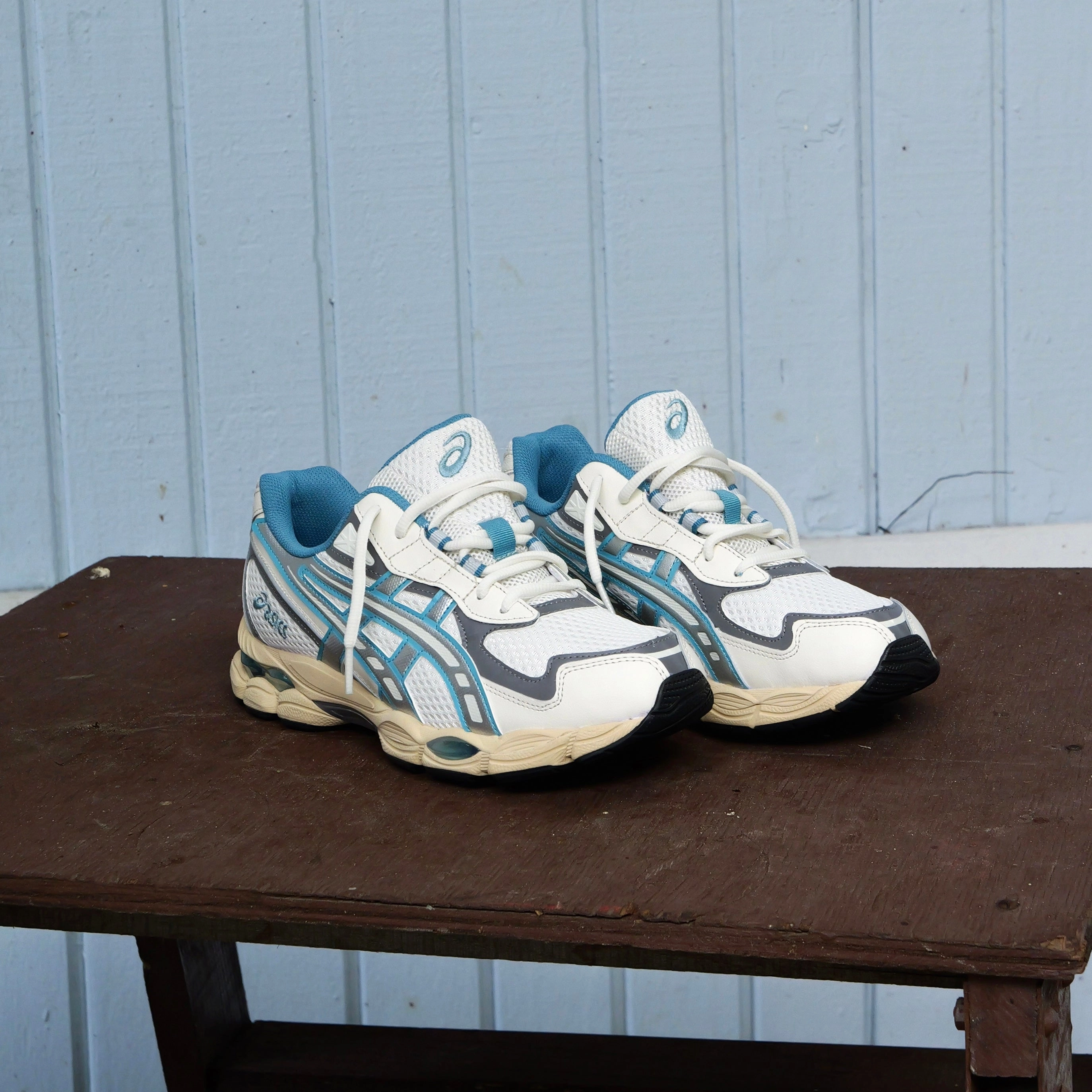 Mens Asics Gel-NYC 2055 (Cream/Blue Teal) Asics Ard Shoes