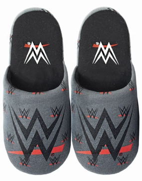 WWE Men's Grey Polyester Slip-On House Slippers Slides At Famous Footwear