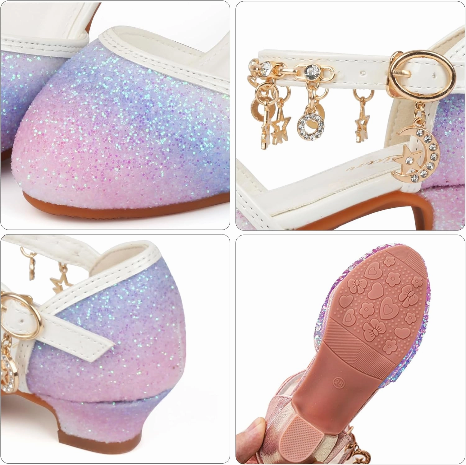 ChuLian Little Kids Girls Dress Pumps Glitter Sequins Princess Low Heels Princess Dress Shoes Party Dance Shoes Rhinestone Sandals Asics Shoe Release Dates